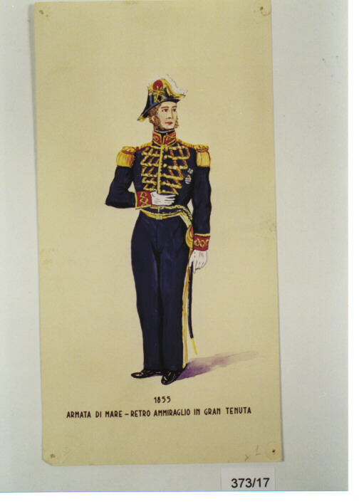 UNIFORME RETRO AMMIRAGLIO IN GRAN TENUTA ARMATA DI MARE 1855 (DIPINTO, SERIE) (Metà SEC. XX)