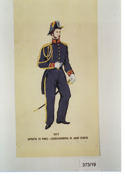 GRANDE UNIFORME GUARDIAMARINA ARMATA DI MARE 1855 (DIPINTO, SERIE) (Metà SEC. XX)