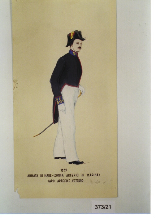 UNIFORME CAPO ARTEFICE VETERNO ARMATA DI MARE 1855 (DIPINTO, SERIE) (Metà SEC. XX)