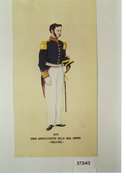 UNIFORME MAGGIORE CORPO AMMINISTRATIVO DELLA REAL MARINA 1855 (DIPINTO, SERIE) (Metà SEC. XX)