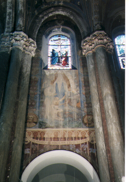 Vergine invocata dalle anime del Purgatorio; decorazione floreale; Profetie Sante (medaglioni) (dipinto murale)