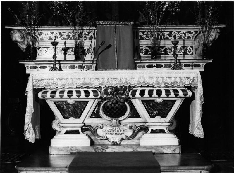 altare maggiore, elemento d'insieme - bottega genovese (secc. XVII/ XVIII)
