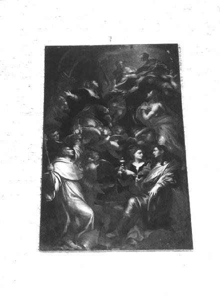 San Bernardo e Santi (dipinto, opera isolata) di Piola Domenico (attribuito) (terzo quarto sec. XVII)