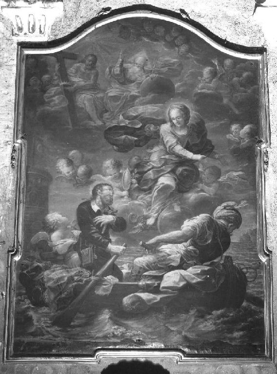 fuga di San Vincenzo dè Paoli dalla schiavitù con la Trinità e Madonna Immacolata (dipinto, opera isolata) di Micheli Pietro (secondo quarto sec. XVIII)