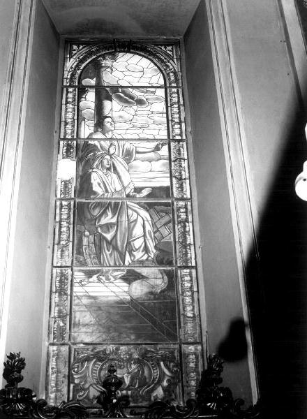 Sant'Agostino e la madre Santa Monica in preghiera (vetrata, elemento d'insieme) di Monti Francesco (sec. XIX)