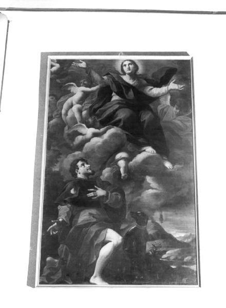San Rocco in adorazione della Madonna (dipinto, opera isolata) di Bocciardo Domenico (prima metà sec. XVIII)