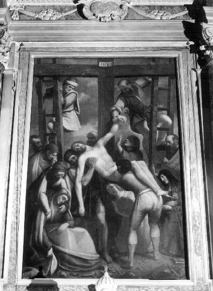Cristo deposto dalla croce (dipinto, elemento d'insieme) di Cambiaso Luca detto Luchetto (ultimo quarto sec. XVI)