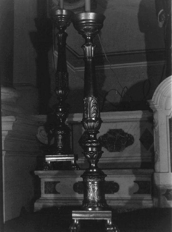 candelabro, serie - bottega ligure (fine/inizio secc. XIX/ XX)