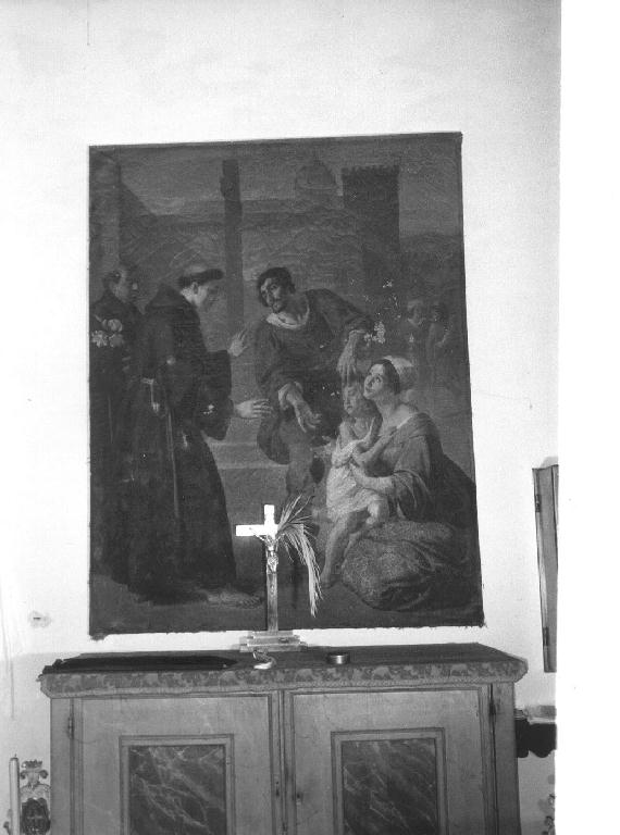 San Francesco di Paola resuscita un fanciullo (?) (dipinto, opera isolata) - ambito ligure (sec. XIX)