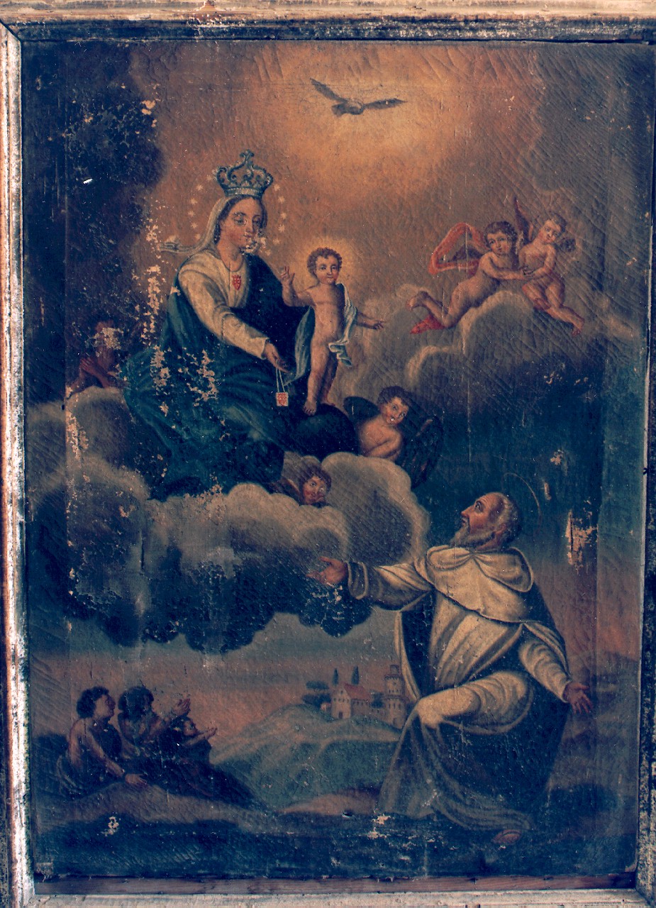 Madonna della mercede, Madonna con Bambino consegna lo scapolare a San Pietro Nolasco (dipinto) - ambito siciliano (Prima metà sec. XVIII)