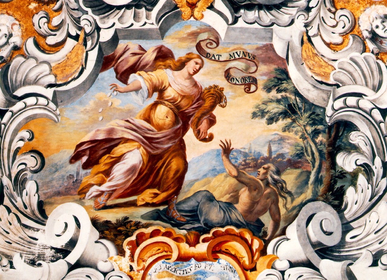 allegoria della carita' (dipinto murale) - ambito siciliano (Seconda metà sec. XVIII)