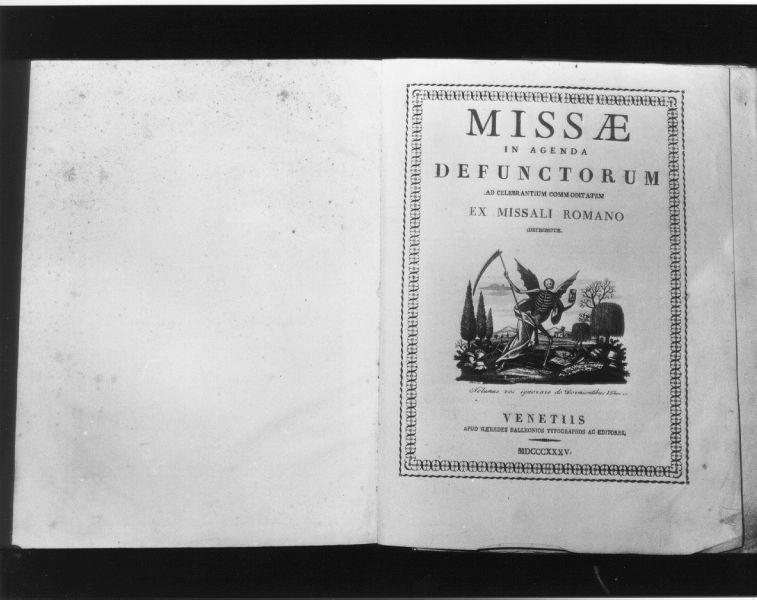 Missae in agenda defunctorum (coperta di libro liturgico, opera isolata) - ambito italiano (sec. XIX)