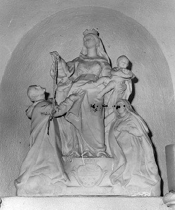 MADONNA DEL ROSARIO CON SAN DOMENICO E SANTA CATERINA DA SIENA (scultura) - bottega italiana (sec. XVIII)