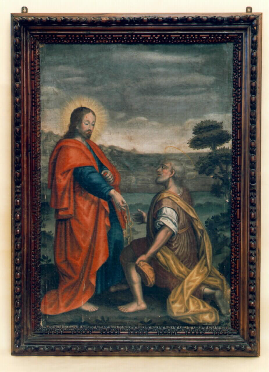 Cristo consegna le chiavi a San Pietro apostolo (dipinto) - ambito siciliano (sec. XVIII)