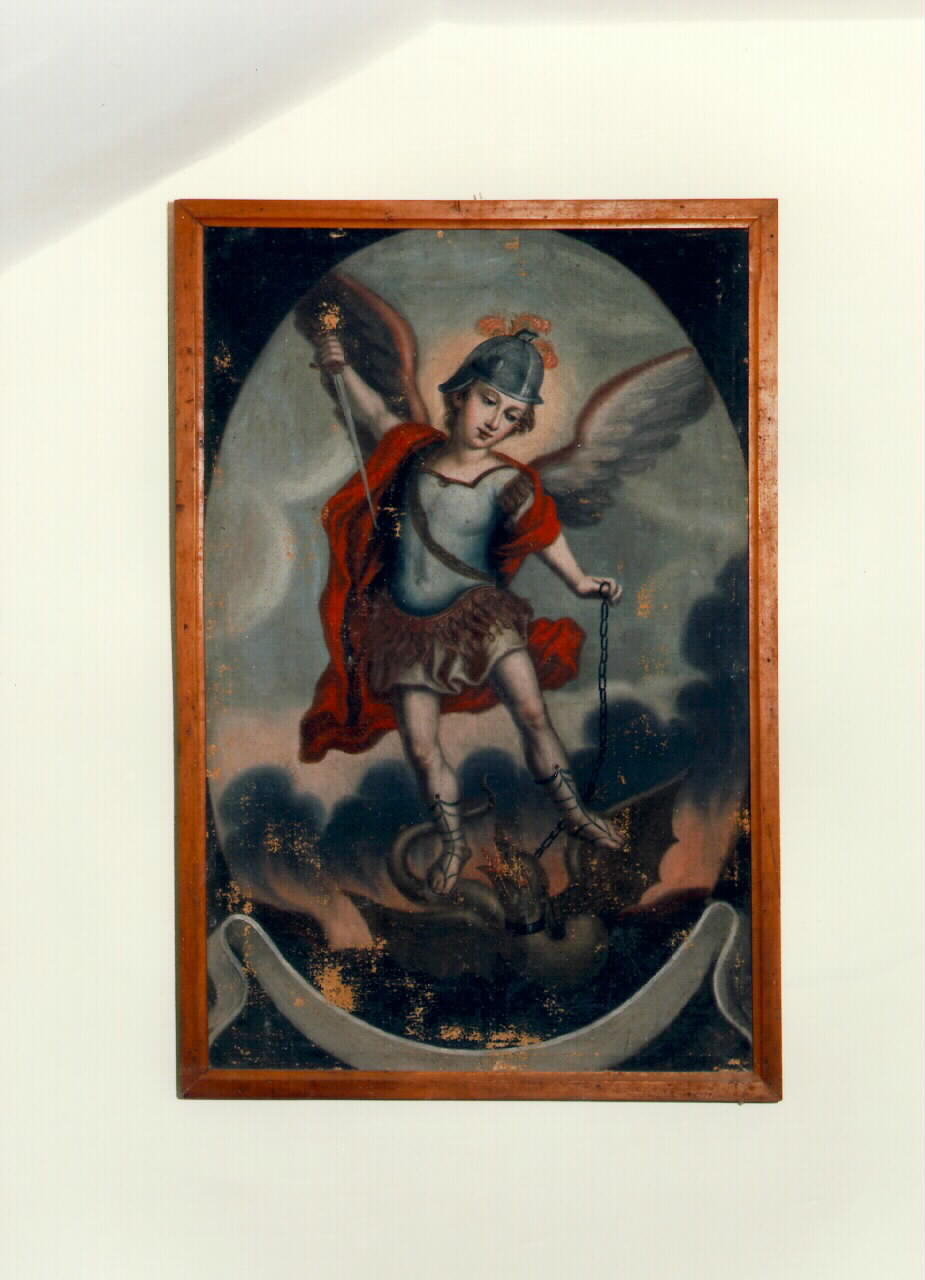 San Michele arcangelo combatte contro Satana (dipinto) - ambito siciliano (sec. XVIII)
