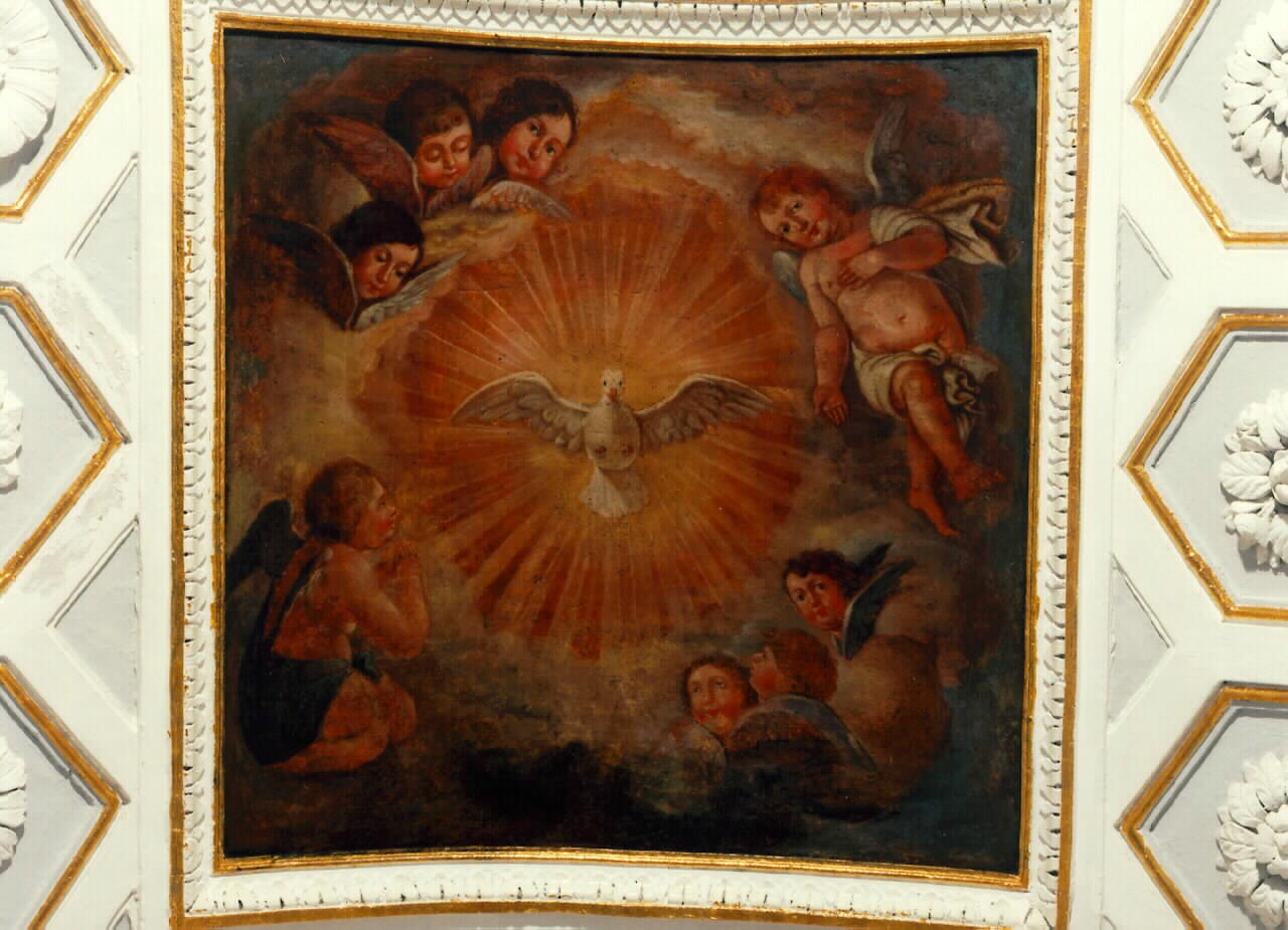 colomba dello Spirito Santo tra angeli e cherubini (dipinto murale) - ambito siciliano (Prima metà sec. XIX)