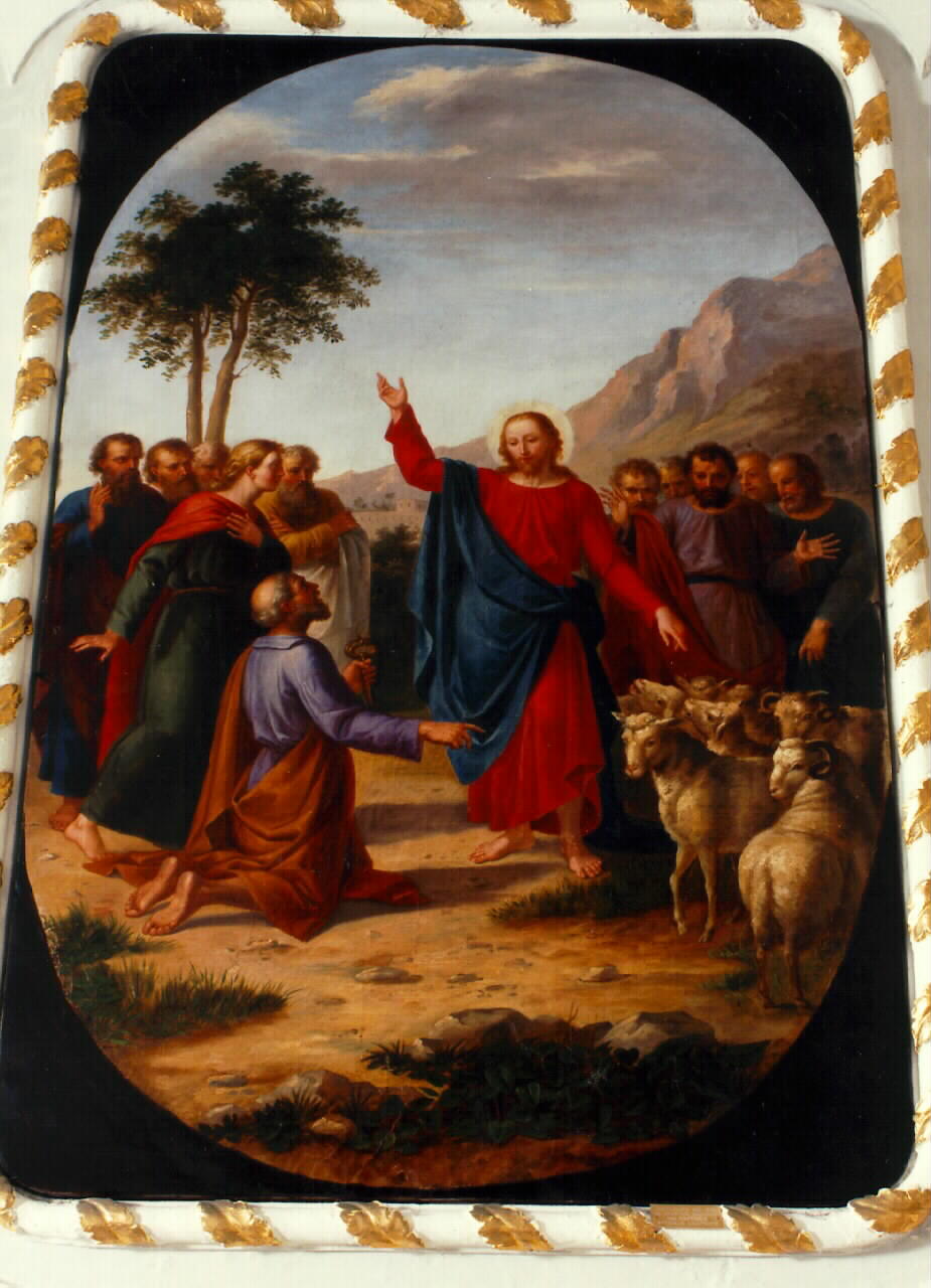 Cristo consegna le chiavi a San Pietro (dipinto) - ambito siciliano (Prima metà sec. XIX)