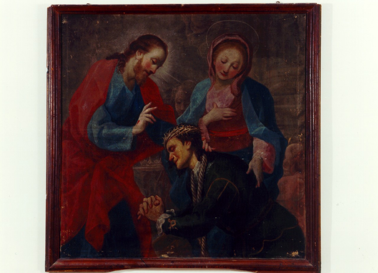 penitente dinanzi Cristo e la Madonna (dipinto) - ambito siciliano (Prima metà sec. XVIII)