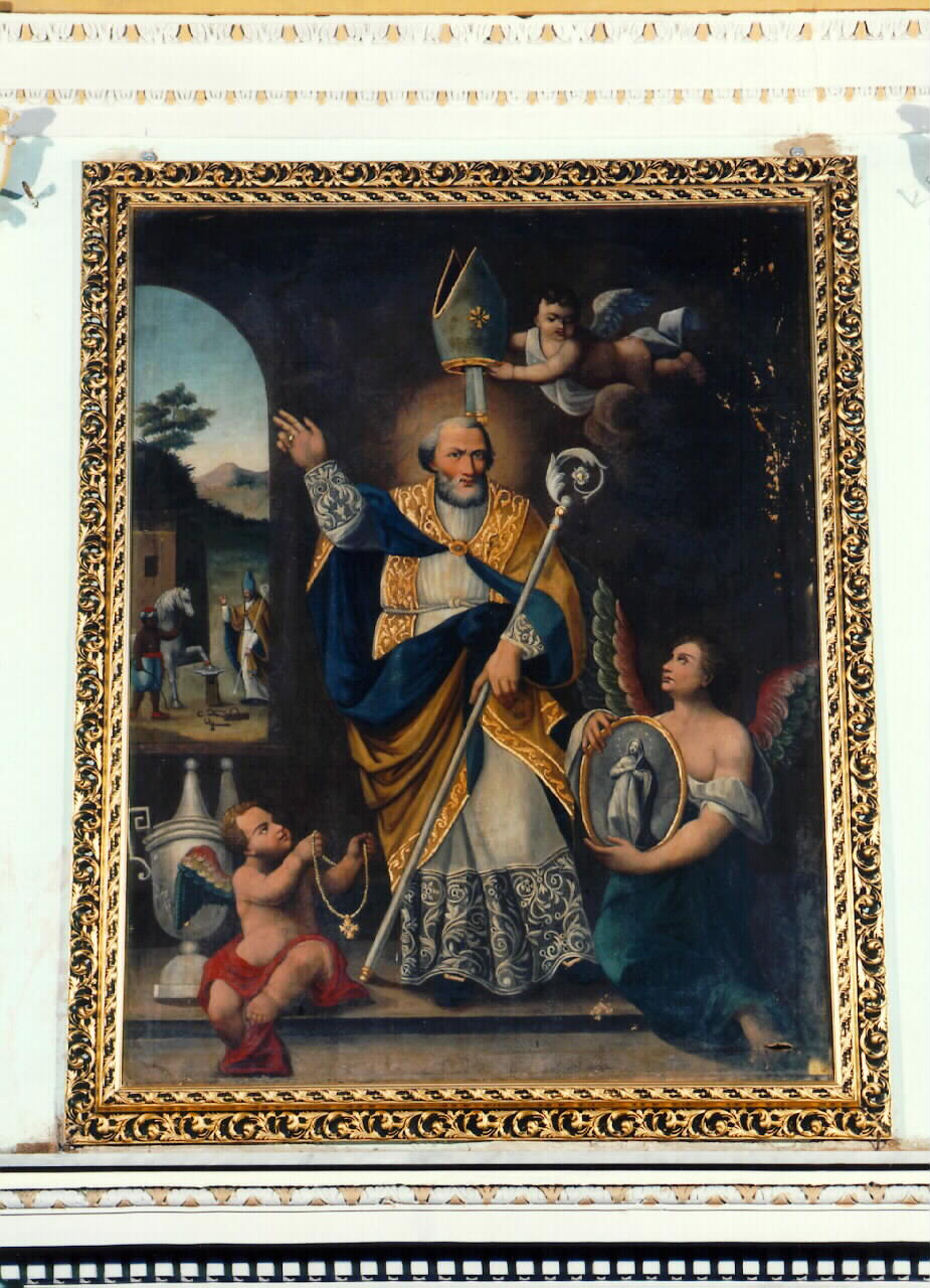 santo vescovo (dipinto) - ambito siciliano (fine sec. XIX)