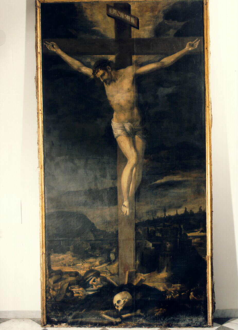 Cristo crocifisso e resurrezione dei morti (dipinto) - ambito siciliano (Seconda metà sec. XVII)