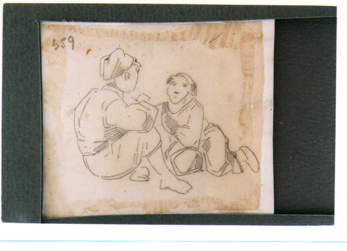 studio di due pastorelli seduti (disegno) di Carelli Consalvo (sec. XIX)