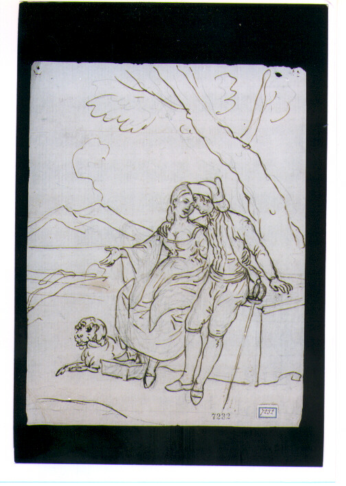 scena galante (disegno) di D'Anna Alessandro (fine/inizio secc. XVIII/ XIX)