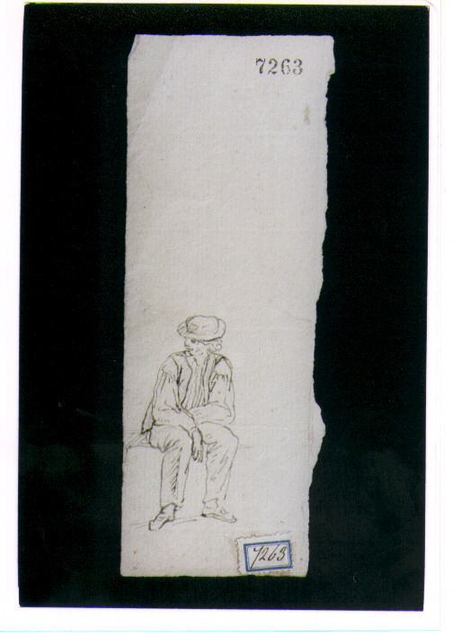 figura maschile seduto (disegno) di D'Anna Alessandro (fine/inizio secc. XVIII/ XIX)