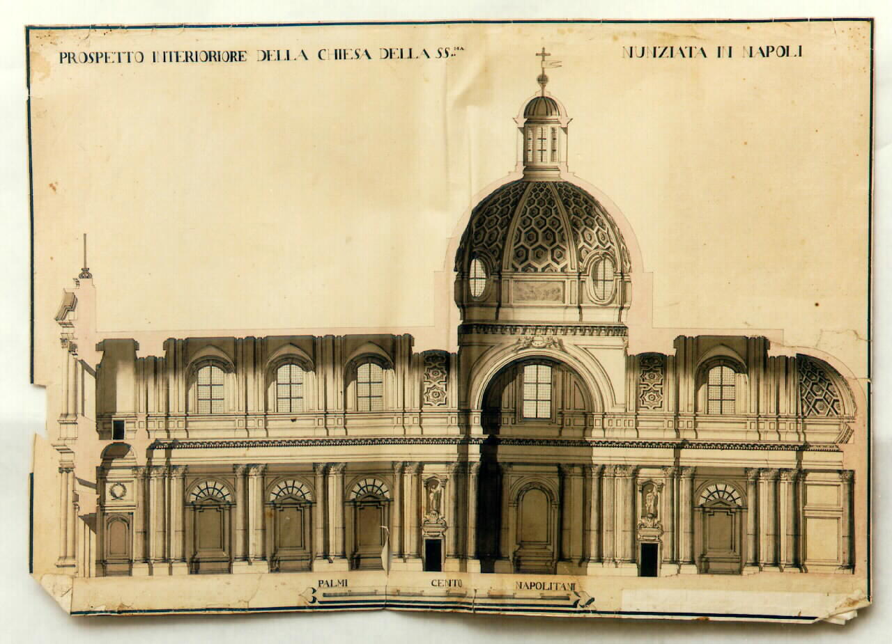 sezione della chiesa della SS. Annunziata di Napoli (disegno) - ambito siciliano (sec. XIX)