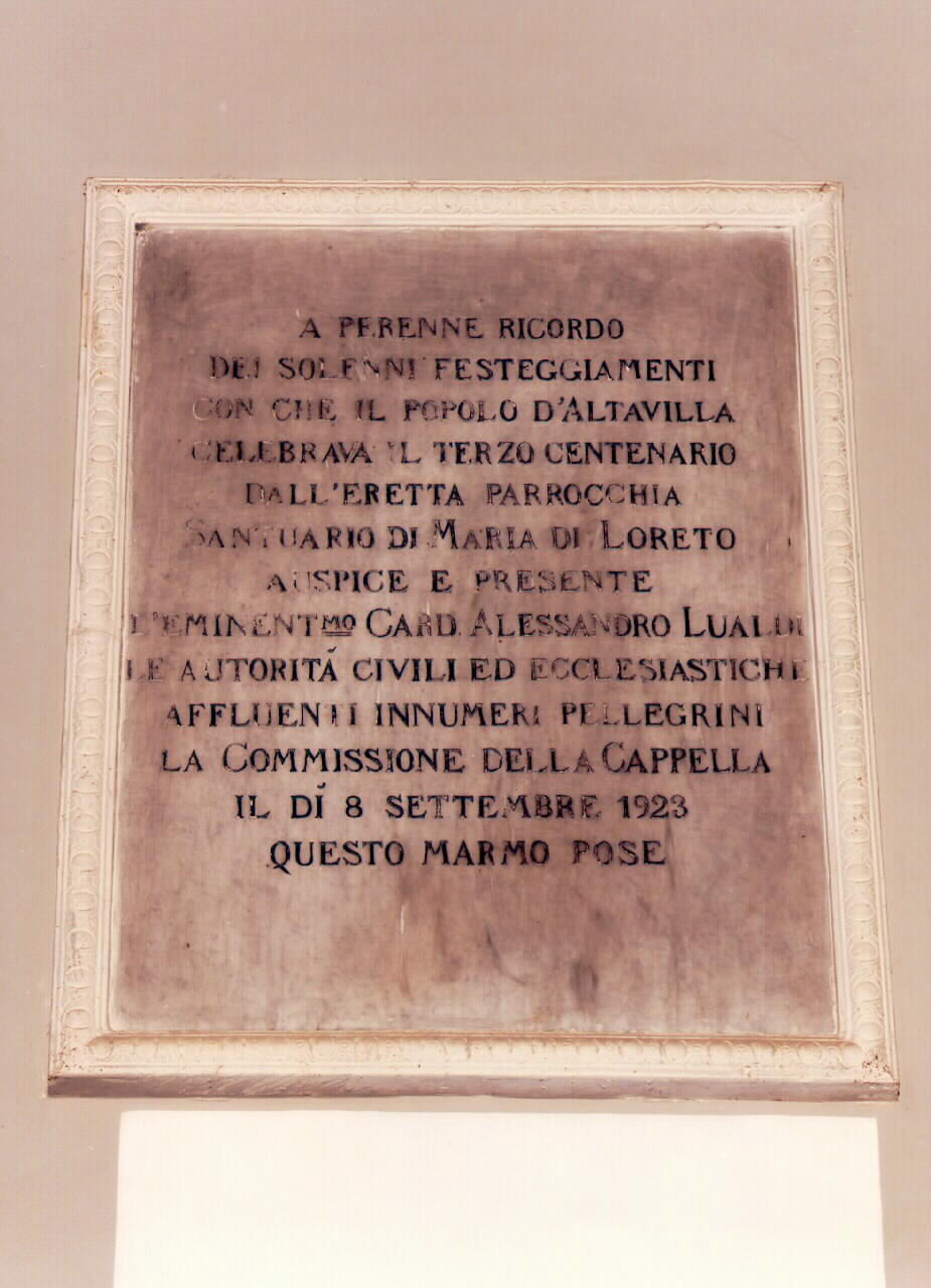 lapide commemorativa - ambito siciliano (sec. XX)