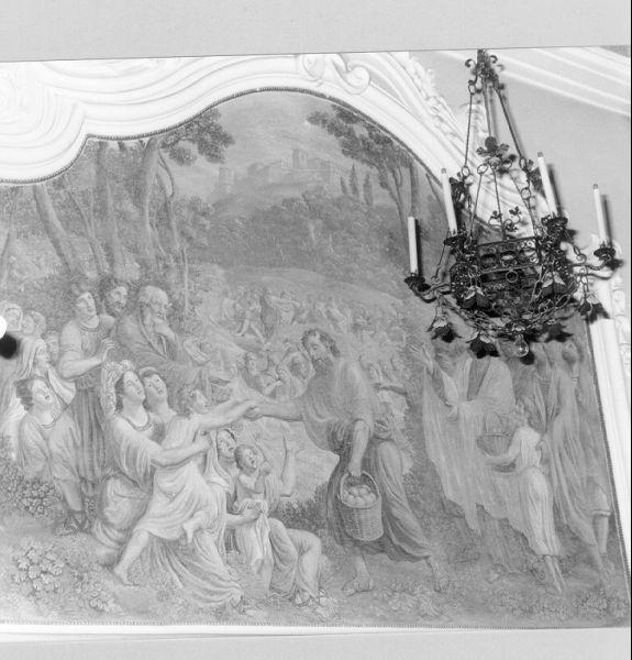 Cristo e gli apostoli distribuiscono il pane e i pesci alla folla (dipinto) di Ademollo Luigi (sec. XIX)
