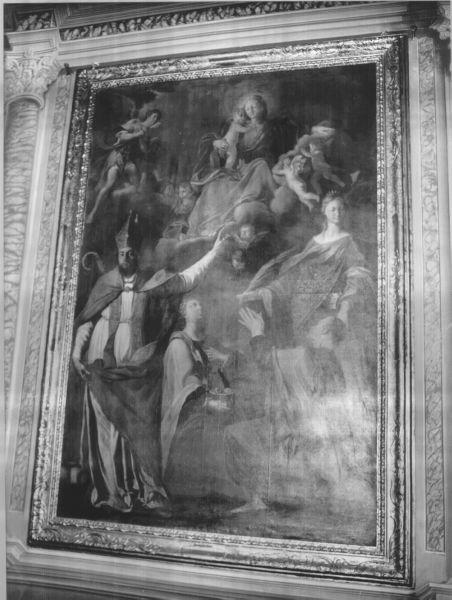 Madonna con Bambino in gloria, San Clemente, Santa Lucia, San Giusto e Santa Caterina d'Alessandria (dipinto) di Luchi Giuseppe Antonio detto Diecimino (sec. XVIII)