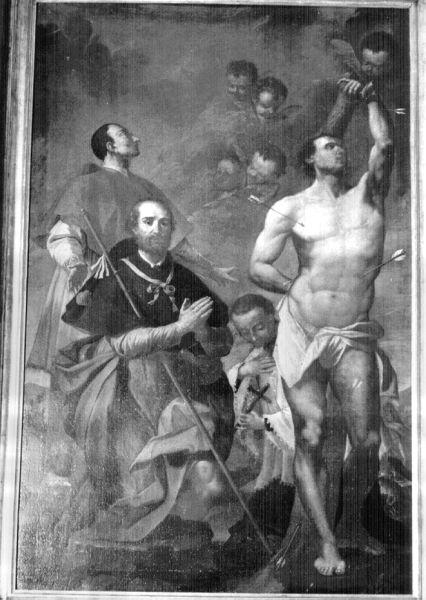 San Carlo Borromeo, San Rocco, San Luigi Gonzaga e San Sebastiano (dipinto) di Luchi Giuseppe Antonio detto Diecimino (metà sec. XVIII)