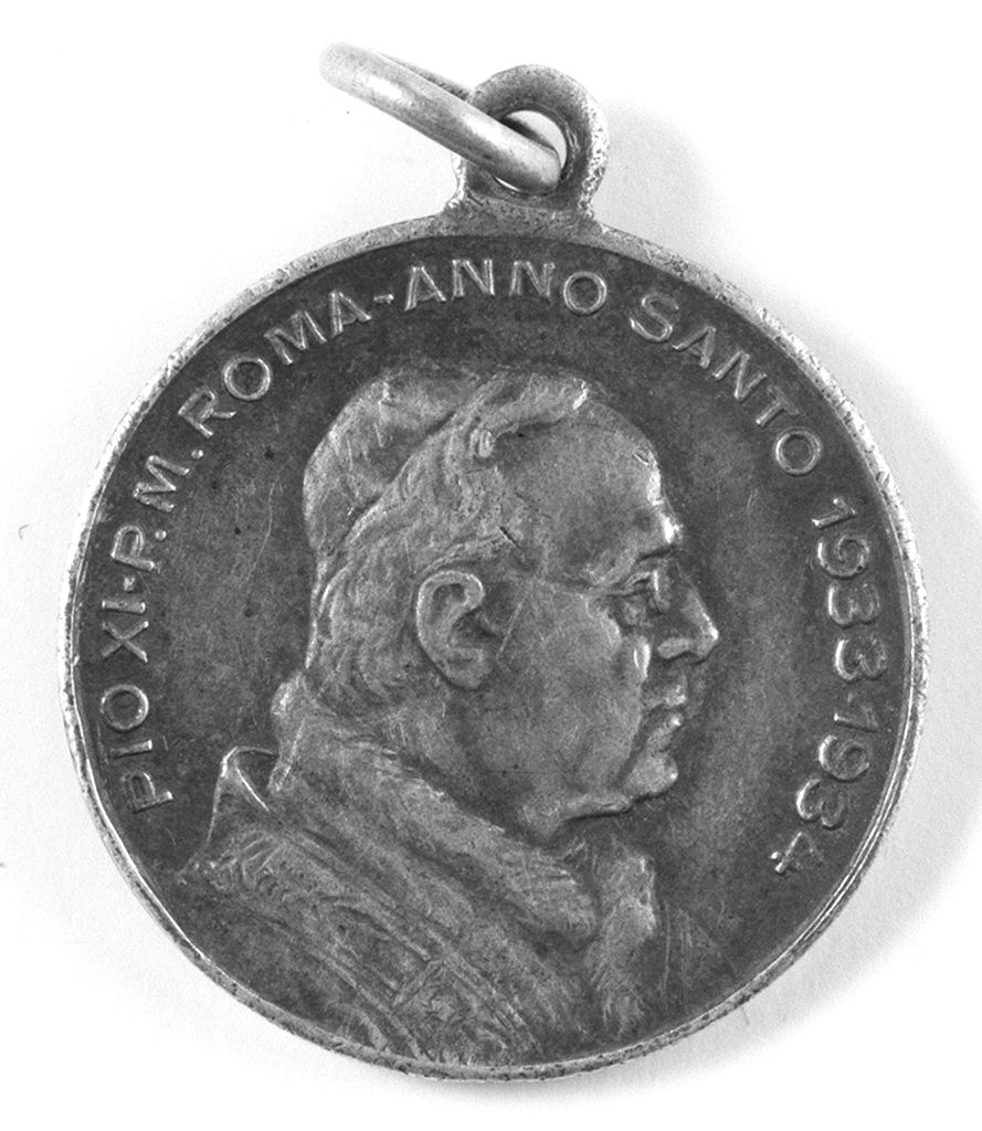 busto ritratto di papa Pio XI, Cristo Redentore (medaglia giubilare) - bottega romana (sec. XX)
