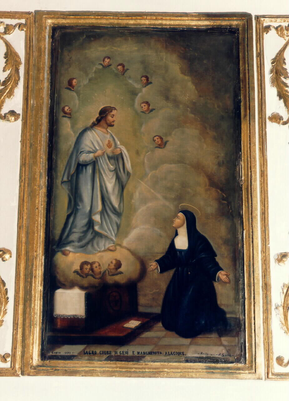 sacro cuore di Gesu' e Margherita Alacoque (dipinto) - ambito siciliano (fine sec. XIX)
