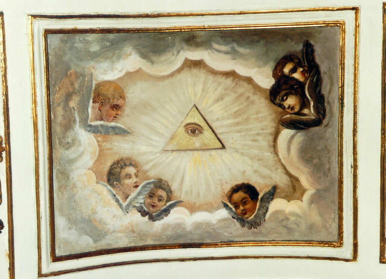 occhio divino e cherubini (dipinto murale) - ambito siciliano (fine sec. XIX)