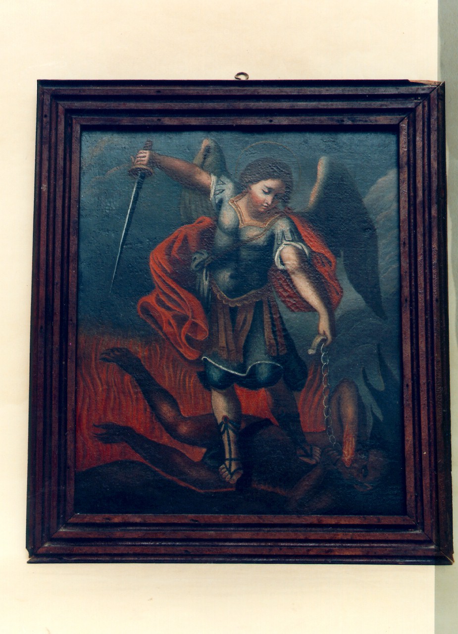 San Michele arcangelo combatte contro Satana (dipinto) - ambito siciliano (sec. XVIII)