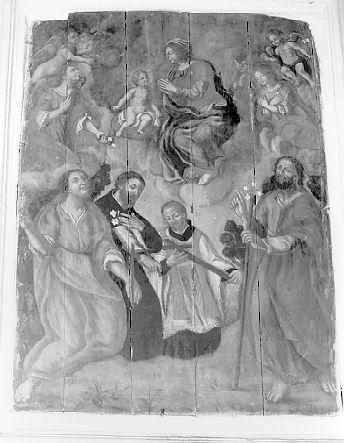 Madonna con Bambino fra angeli e Santa Maria Maddalena Sant'Antonio da Padova San Carlo( ?) e SanGiuseppe (dipinto) - ambito lunigianese (fine sec. XVIII)