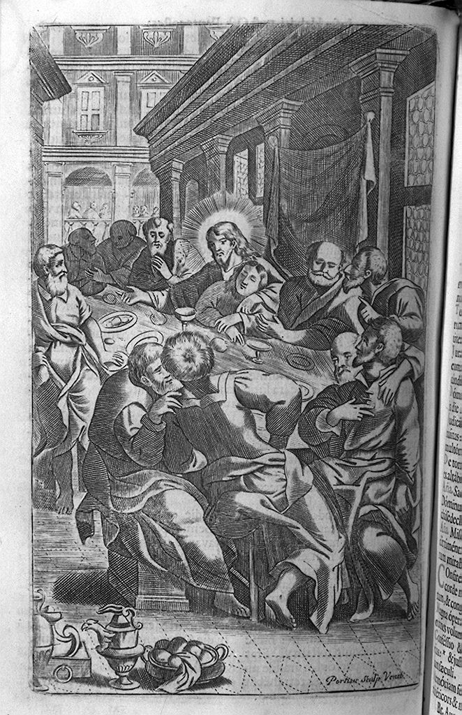 ultima cena ed episodio della vita di santa Monica (stampa, serie) di Portio Aniello (sec. XVII)