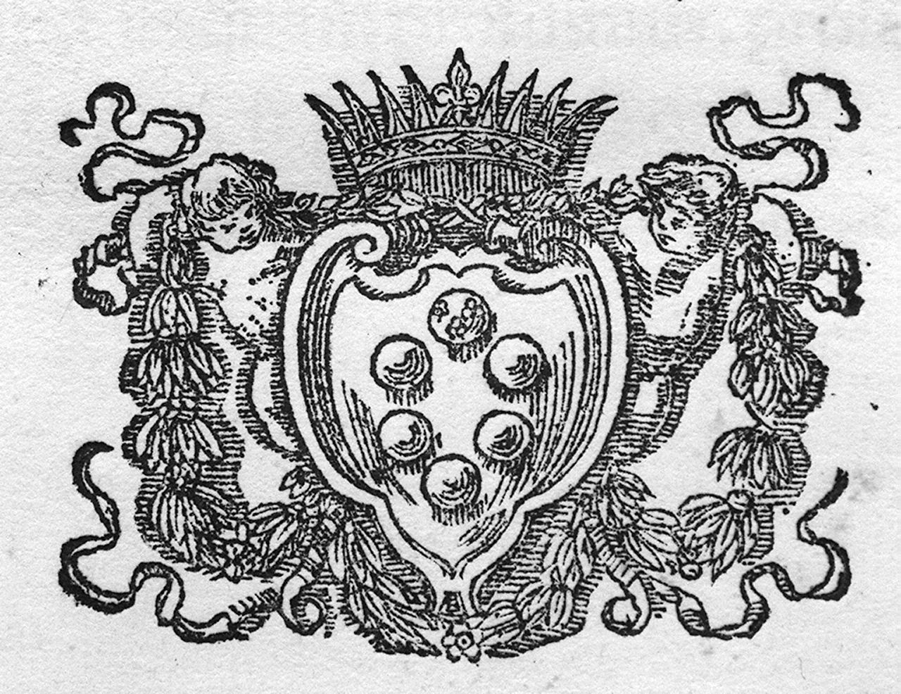 stemma gentilizio della famiglia Medici (stampa) - ambito fiorentino (sec. XVII)