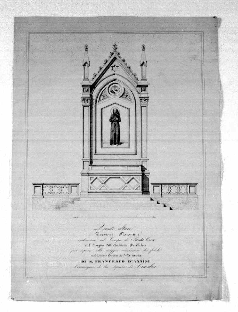 altare dei Terziari nella chiesa di S. Croce a Firenze (stampa) di Mazzanti Enrico (terzo quarto sec. XIX)