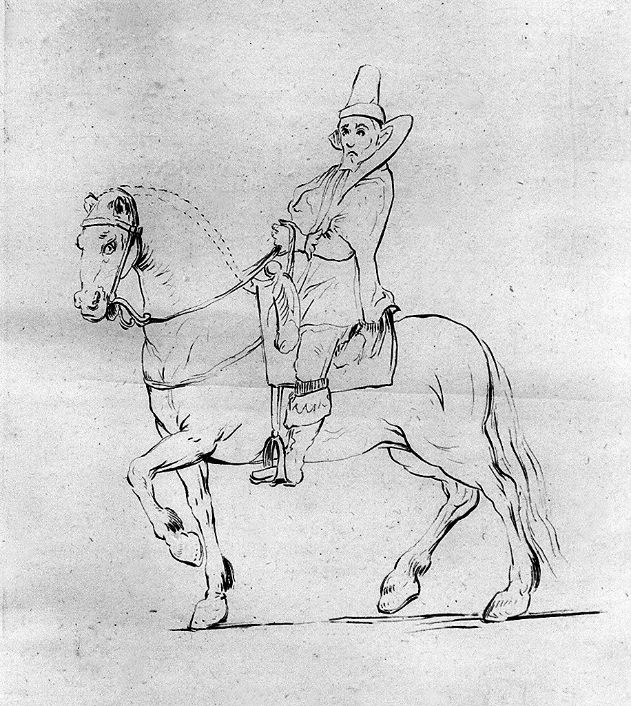 cavaliere a cavallo (stampa) - ambito toscano (seconda metà sec. XVII)