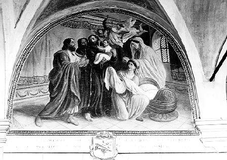 San Francesco d'Assisi predice a un neonato che diverrà Papa (lunetta, elemento d'insieme) di Ademollo Luigi (sec. XIX)