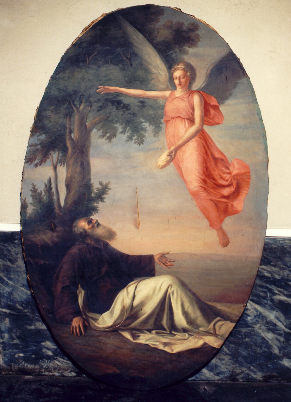 Elia nel deserto nutrito dall'angelo (dipinto) - ambito siciliano (sec. XIX)