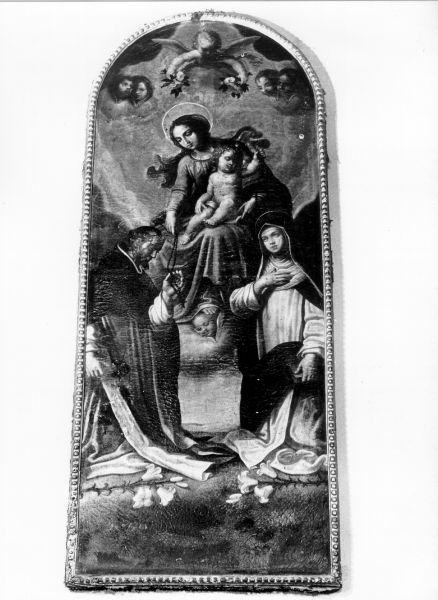 MADONNA DEL ROSARIO CON SAN DOMENICO E SANTA CATERINA DA SIENA (dipinto) di Mannucci Pier Filippo (metà sec. XVII)
