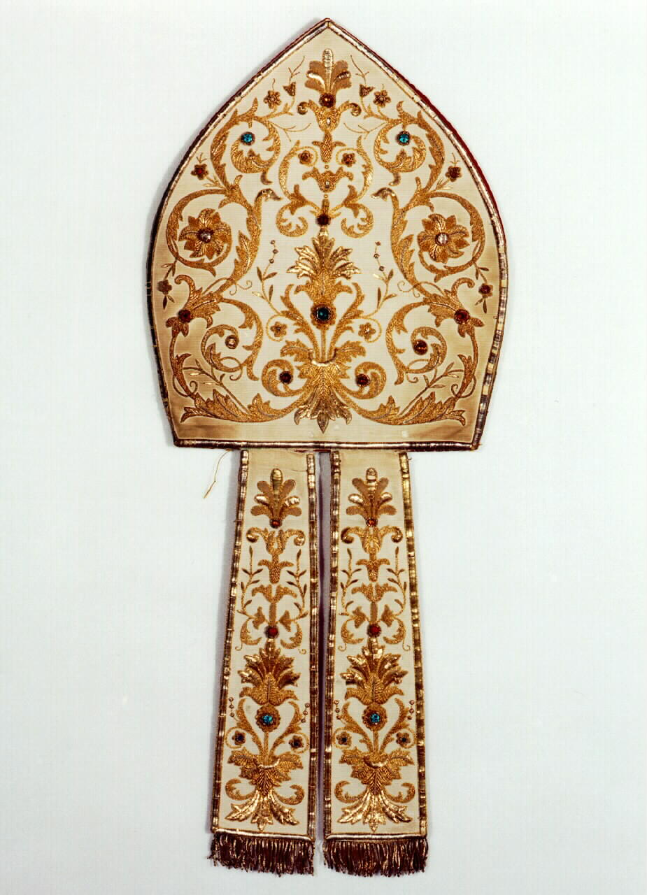 mitra episcopale - manifattura siciliana (Prima metà sec. XIX)