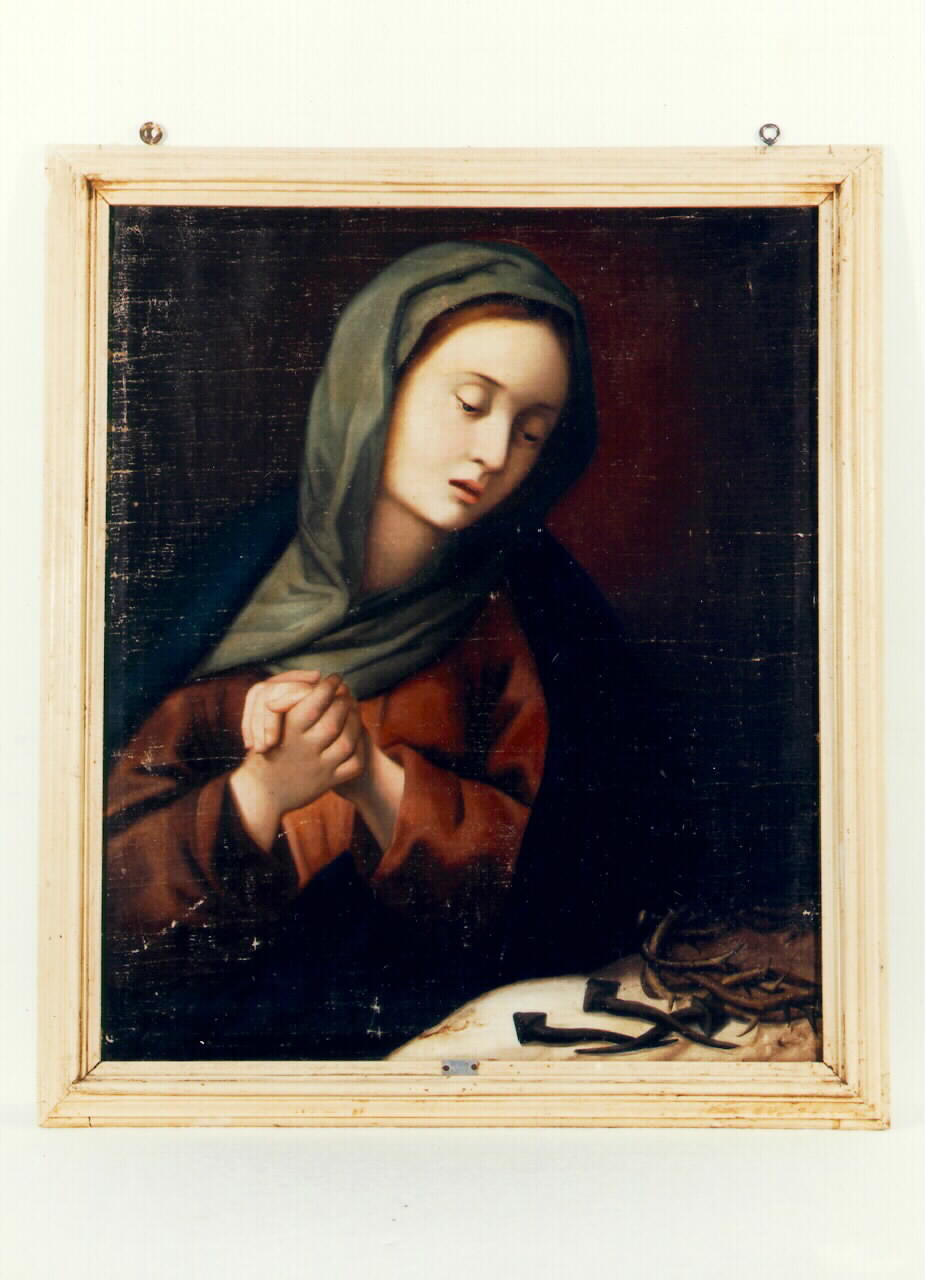 Madonna Addolorata con simboli della passione (dipinto) - ambito siciliano (Seconda metà sec. XIX)