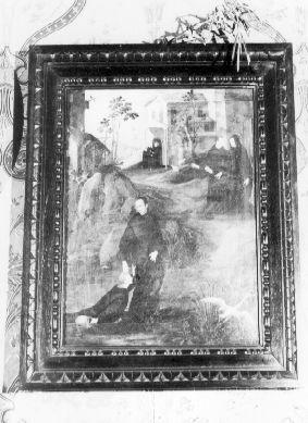 SAN BENEDETTO RICEVE DONI DAI CONTADINI (dipinto) di Biancucci Paolo (attribuito) (sec. XVII)