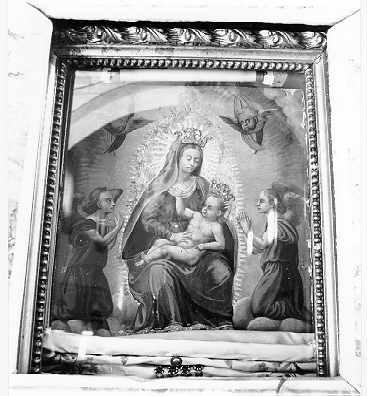 Madonna con Bambino e due angeli (dipinto) - ambito italiano (sec. XVI)