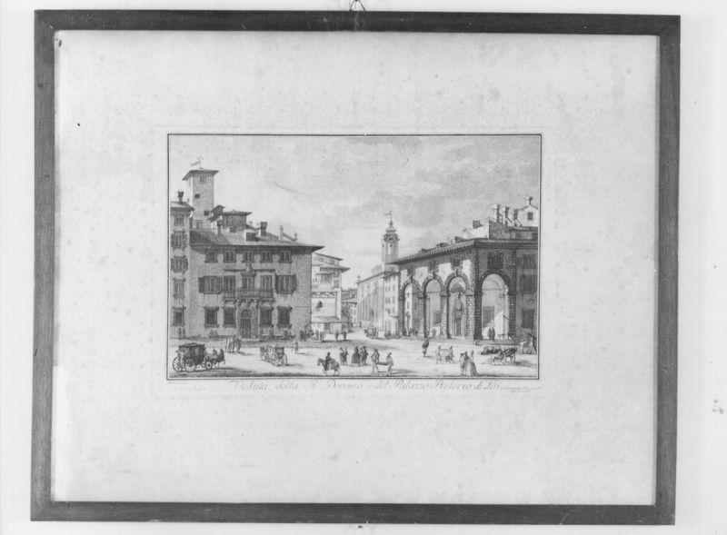 veduta della real dogana e del palazzo pretorio di Livorno (stampa) - ambito italiano (fine sec. XVIII)