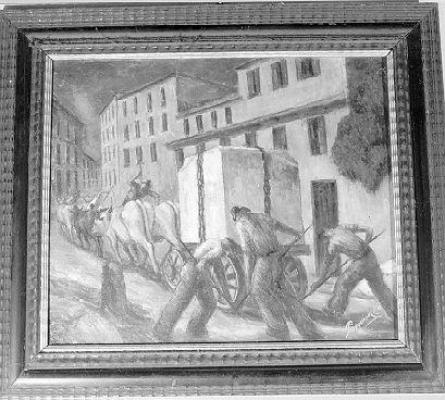 Trasporto di marmi (dipinto) di Pasquinucci Duilio (sec. XX)